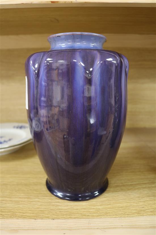 A Pilkingtons Royal Lancastrian dark blue glazed vase, pattern number 2090
